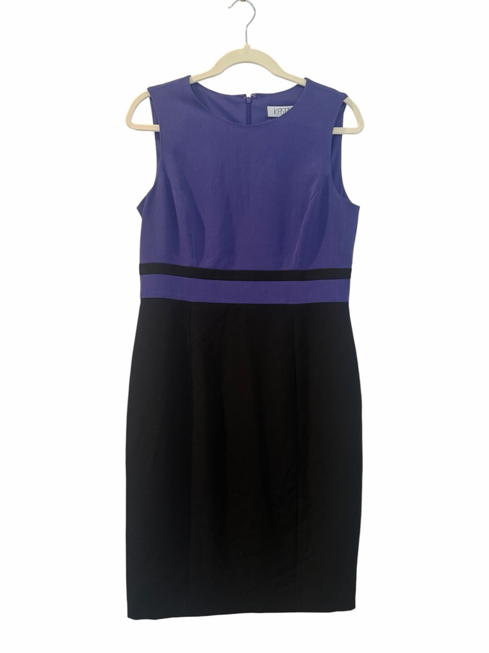 Kasper Women's Stretch Crepe Sheath Dress Purple Black Sz 6 NEW - Picture 6 of 8